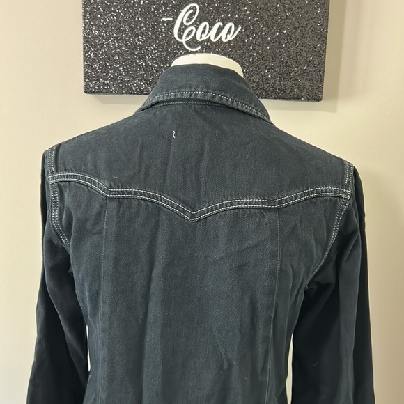 GANNI Black Denim Western Shirt Dress Long Sleeve Button Up Nashville Sz 4 - Picture 11 of 15